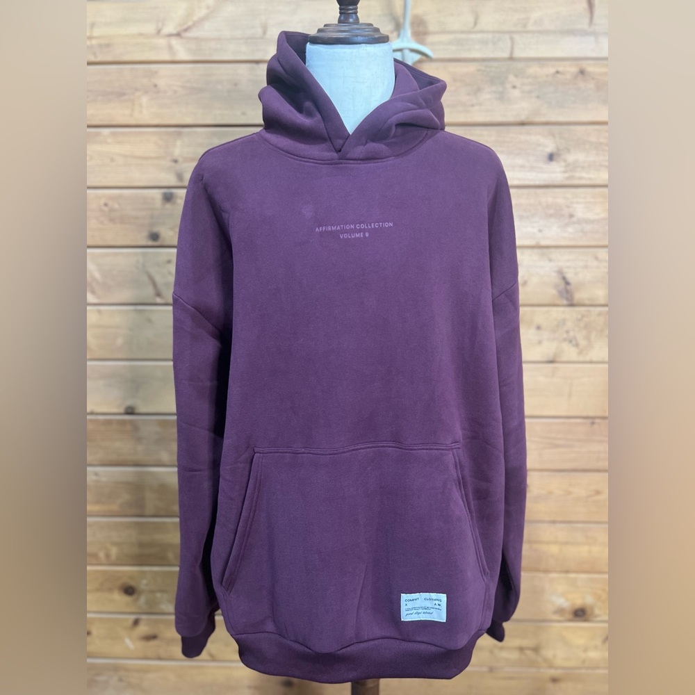 Comfrt Affirmation Hoodie Limited Edition Maroon Oversized Sweatshirt 3XL Unisex
